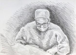 THE ORTHOPAEDIC ANKLE SURGEON AT WORK 2 | 32.9 x 48.3cms | Graphite Pencil on Paper | 2014 | SOLD
