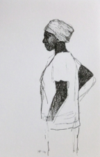 THE CIRCULATING NURSE AT WORK 2 | 21 x 14.8cms | Pen on Paper | 2014 | <a href="https://helenpurdie.co.uk/contact/">ENQUIRY</a>