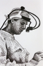 THE EAR, NOSE AND THROAT SURGEON AT WORK 2 | 21 x 14.8cms | Pen on Paper | 2014 | SOLD