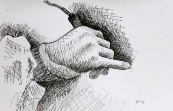 DIATHERMY DISSECTION | 14.8 x 21cms | Pen on Paper | 2014 | <a href="https://helenpurdie.co.uk/contact/">ENQUIRY</a>