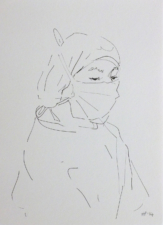 THE SCRUB NURSE AT WORK | 21 x 14.8cms | Pen on Paper | 2014 | SOLD