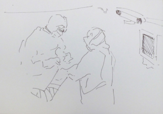 ORTHOPILOT KNEE SURGERY 3 | 14.8 x 21cms | Pen on Paper | 2014 | SOLD