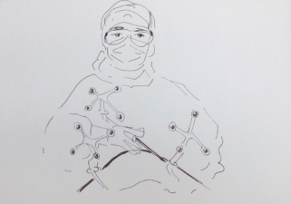 ORTHOPILOT KNEE SURGERY 2 | 14.8 x 21cms | Pen on Paper | 2014 | SOLD
