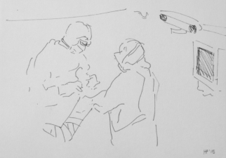 ORTHOPILOT KNEE SURGERY 3 | 14.8 x 21cms | Pen on Paper | 2014 | SOLD