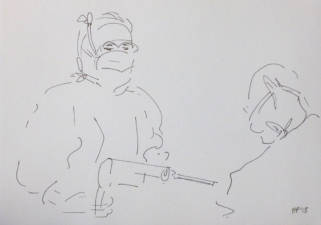 ORTHOPILOT KNEE SURGERY 5 | 14.8 x 21cms | Pen on Paper | 2014 | SOLD