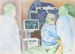 ORTHOPILOT KNEE SURGERY 6 | 32.9 x 48.3cms | Coloured Pencil on Paper | 2014 | SOLD