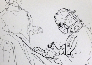 ANKLE STABILISATION SURGERY | 14.8 x 21cms | Pen on Paper | 2014 | SOLD